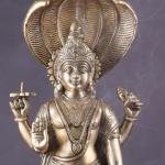 Brass Lord Vishnu Standing with Sheshanaag | 17.5" x 7" x 5" (44.45 x 18 x 12.5 cm) | 7 kg Sacred Art | Divine Lotus Sacred Murti